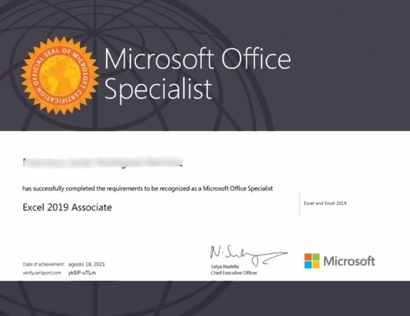 certificado excel